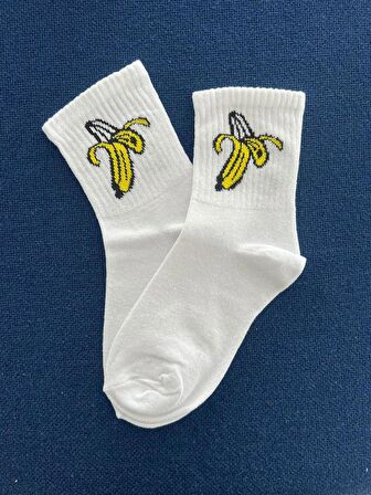 Banana Unisex Beyaz Kolej Çorap