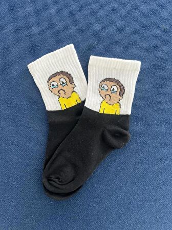 Morty Unisex Beyaz Kolej Çorap