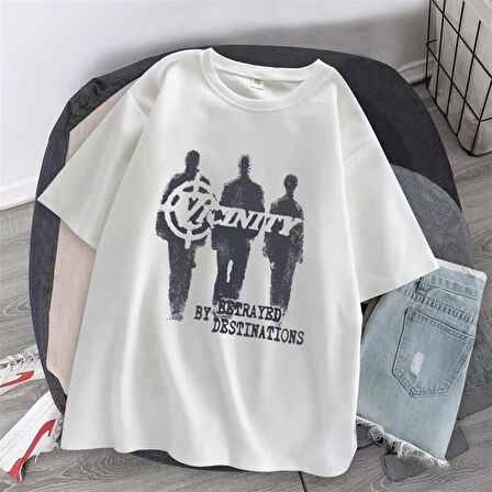 Vicinity Baskılı Beyaz Unisex Oversize T-shirt