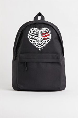 Heart Rib Baskılı Unisex Sırt Çantası