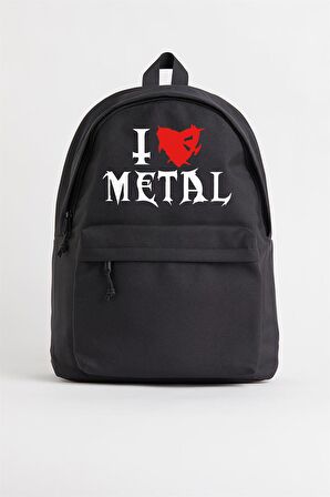 I Love Metal Baskılı Unisex Sırt Çantası