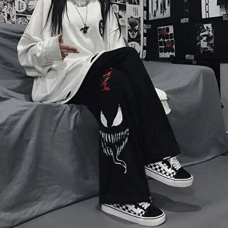 Sokak Tarzı Venom Baskılı Unisex Baggy Eşofman