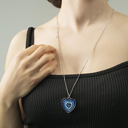 Blue Heart Charm Kolye