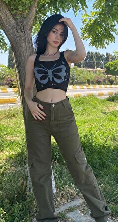 Y2K YEŞİL KARGO PANTOLON