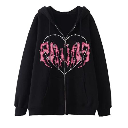 Touz Harajuku Pink Heart with Black Spikes Hırka