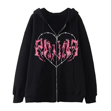 Touz Harajuku Pink Heart with Black Spikes Hırka