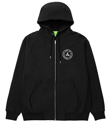 Devil Skull Baskılı Oversize Fermuarlı Siyah Unisex Kapüşonlu Hırka