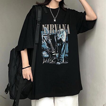 Nirvana Siyah Unisex Oversize T-shirt