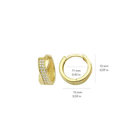 14 Ayar Taşlı Modern Halka Altın Küpe 2,23 gr