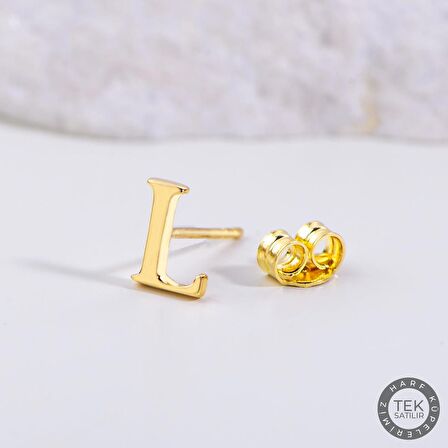 14 Ayar Altın L Harf Küpe 0,38 gr
