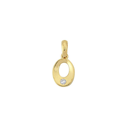 14 Ayar Altın Tek Taşlı Oval Kolye Ucu 0,76 gr