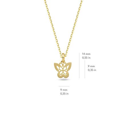 14 Ayar Altın Kelebek Kolye 1,8 gr