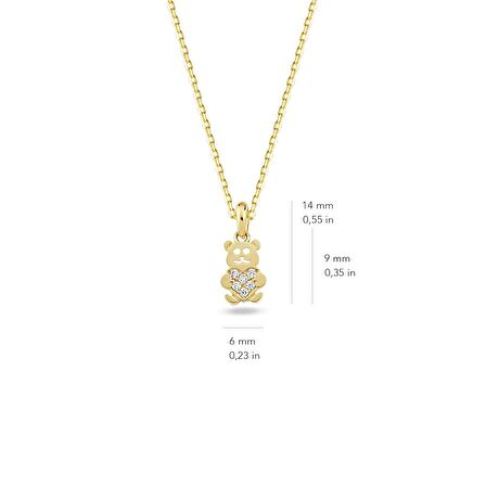14 Ayar Altın Ayıcıklı Kolye 1,81 gr