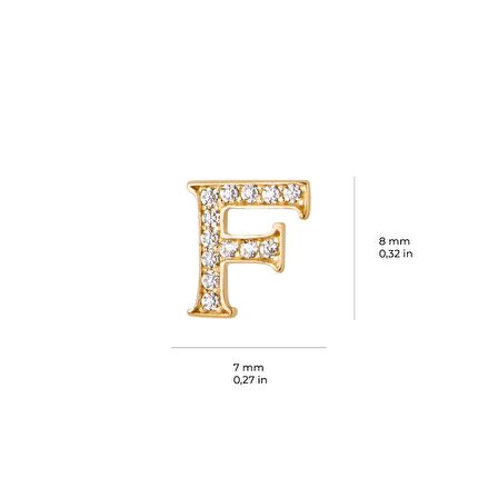 14 Ayar Altın Taşlı F Harf Küpe 0,52 gr