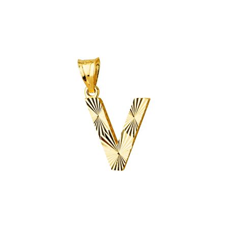 14 Ayar Altın V Harfi Kolye Ucu 0.54 gr