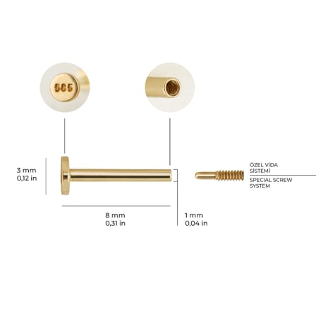 Üç Taşlı Altın Piercing