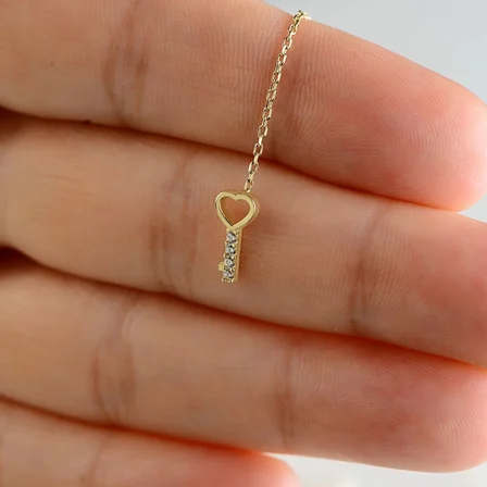 14 Ayar Altın Anahtar Sallantı Zincir Tek Küpe 0,58 gr