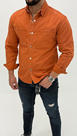 Jeremy Denim Classic Oversize Premium Kot Erkek Mavi Jean Gömlek