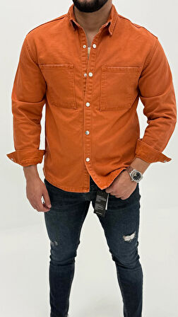 Jeremy Denim Classic Oversize Premium Kot Erkek Mavi Jean Gömlek