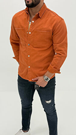 Jeremy Denim Classic Oversize Premium Kot Erkek Mavi Jean Gömlek