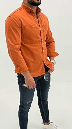 Jeremy Denim Classic Oversize Premium Kot Erkek Mavi Jean Gömlek