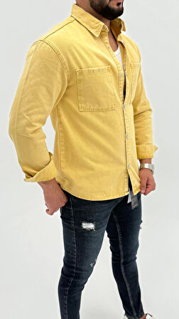 Jeremy Denim Classic Oversize Premium Kot Erkek Mavi Jean Gömlek