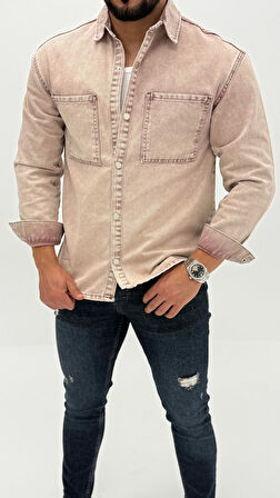 Jeremy Denim Classic Oversize Premium Kot Erkek Mavi Jean Gömlek
