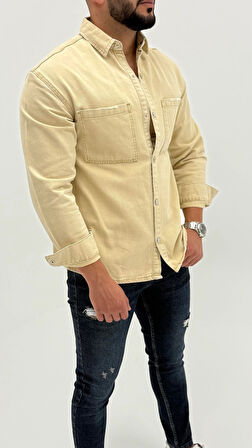 Aidan Denim Mavi Black Vintage Classic Kot Erkek Jean Gömlek
