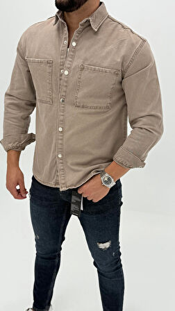 Aidan Denim Mavi Black Vintage Classic Kot Erkek Jean Gömlek