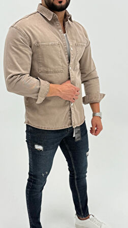 Aidan Denim Mavi Black Vintage Classic Kot Erkek Jean Gömlek