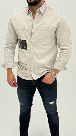 Jayden Classic Denim Black Dıgıtal Baskılı Vintage Jean Erkek Gömlek