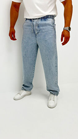 Rockridge Kot Classic Bel Lastik Vintage Buz Mavi Denim Straight Erkek Jean Pantolon