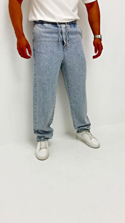 Rockridge Kot Classic Bel Lastik Vintage Buz Mavi Denim Straight Erkek Jean Pantolon