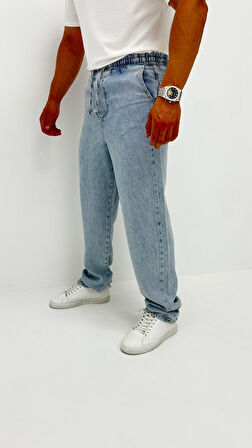 Rockridge Kot Classic Bel Lastik Vintage Buz Mavi Denim Straight Erkek Jean Pantolon