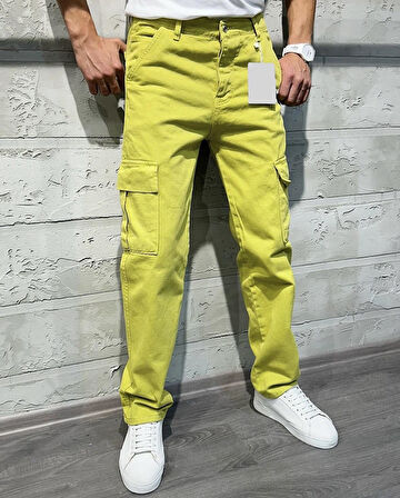 Lisbon Denim Street Baggy Kargo Cep Straight Yandan Cepli Kot Erkek Jean Pantolon 