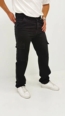 Lisbon Denim Street Baggy Kargo Cep Straight Yandan Cepli Kot Erkek Jean Pantolon 