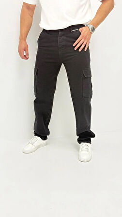 Lisbon Denim Street Baggy Kargo Cep Straight Yandan Cepli Kot Erkek Jean Pantolon 