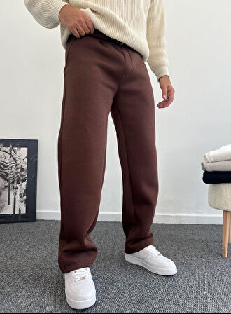 Felix Acı Kahve Şardonlu 3 İplik Yumuşacık Baggy Kalıp Erkek Eşofman Altı