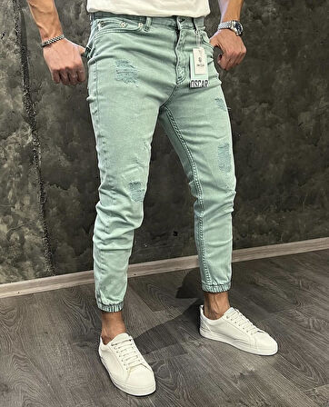 Dominic Denim Paca Lastik Lazer İşlemli Regular Straight Erkek Jean Pantolon