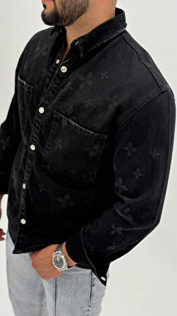 Martin Denim Sport Classic Black Dıgıtal Baskılı Erkek Jean Gömlek
