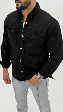 Martin Denim Sport Classic Black Dıgıtal Baskılı Erkek Jean Gömlek