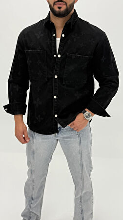 Martin Denim Sport Classic Black Dıgıtal Baskılı Erkek Jean Gömlek