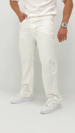 Cora Baggy Denim Beyaz Erkek Jean Pantolon