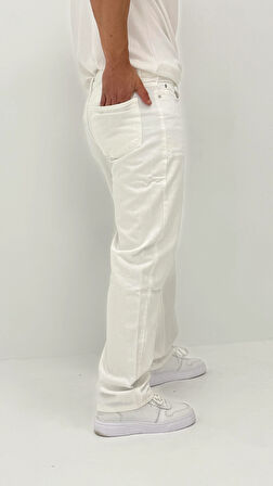 Cora Baggy Denim Beyaz Erkek Jean Pantolon