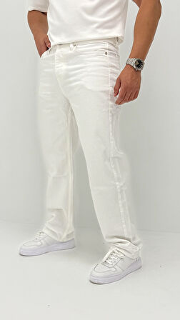 Cora Baggy Denim Beyaz Erkek Jean Pantolon