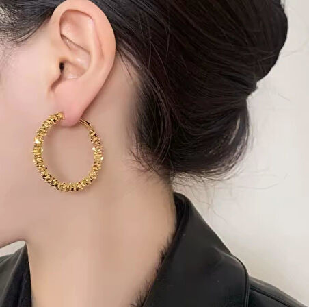 Işıltılı Gold Çelik Takı Seti 347