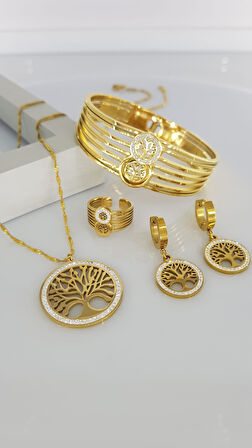 Hayat Ağacı 4'lü Çelik Takı Seti 349