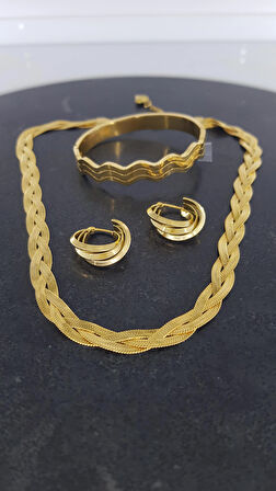Dalga Gold Çelik Takı Seti 351