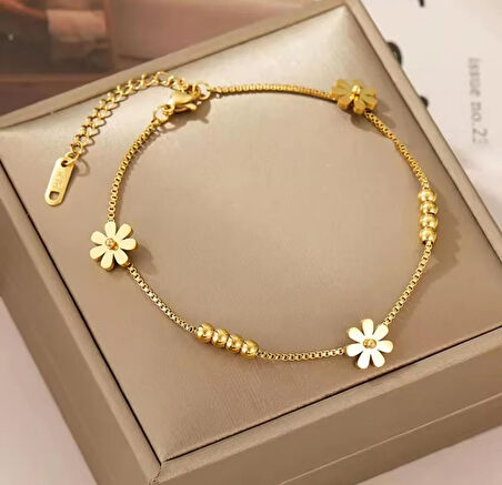 Çiçek Gold Çelik Bileklik Sns098