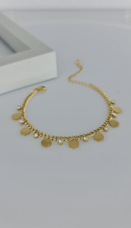 Pul Taşlı Çelik Bileklik Sns110-1